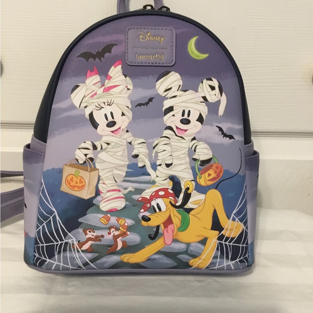 Loungefly Disney Mummy Mickey and Minnie ,Mini Backpack - Purple